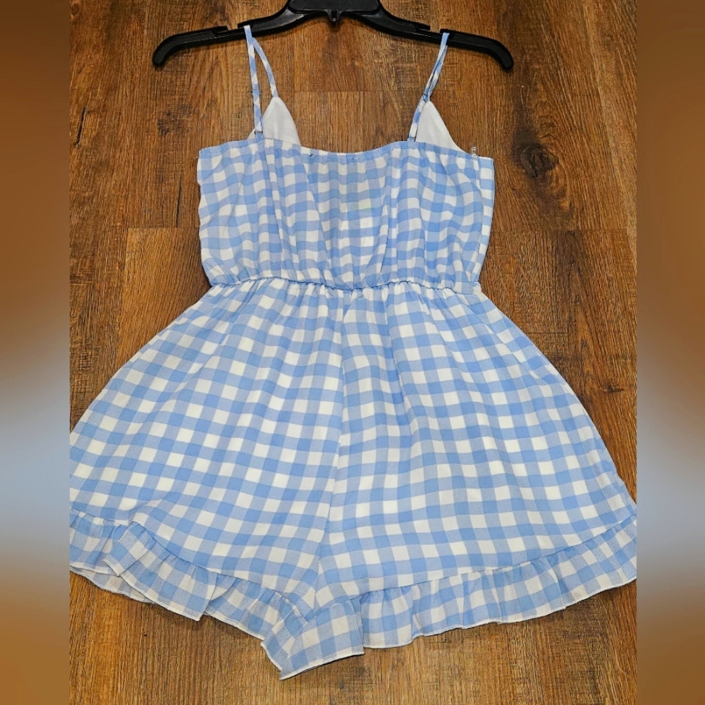 Blue Gingham Jumpsuit - Picture 2 of 5